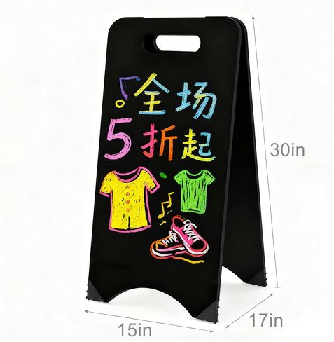 Newnewshow إطار السبورة 15x30 سبورة طباشير مزدوجة الجوانب لافتة قائمة ساندويتش للمتجر والمكتب والزفاف in Kuwait