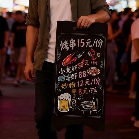 Newnewshow إطار السبورة 15x30 سبورة طباشير مزدوجة الجوانب لافتة قائمة ساندويتش للمتجر والمكتب والزفاف in Kuwait