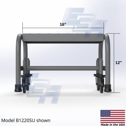 1 Step Rolling Step Stool Ladder, B1220SU, 12" H Top Step Height, OSHA Compliant, [Made in USA], (1 Step, 16" W Perforated Tread) in Kuwait