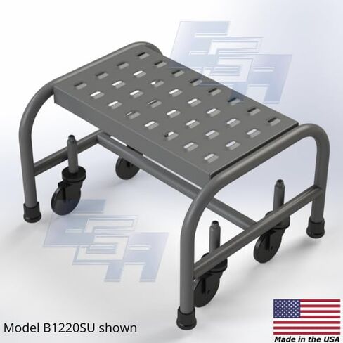 1 Step Rolling Step Stool Ladder, B1220SU, 12" H Top Step Height, OSHA Compliant, [Made in USA], (1 Step, 16" W Perforated Tread) in Kuwait