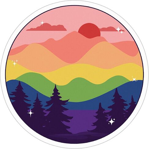 Subtle LGBTQ+ Pride Mountain Flag Sticker - Weather-Resistant for Water Bottles, Laptop, Window, Car (LGBTQ+) in Saudi Arabia