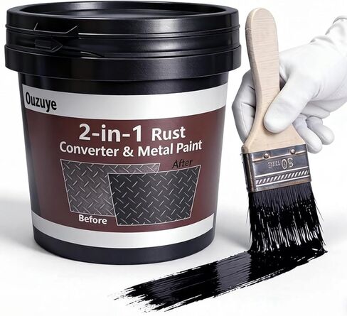 2 in 1 Rust Converter & Metal Primer, 35 oz Black Rust Reformer Paint for Metal, Ultra Rust Encapsulator & Inhibitor, Heat Resistance Rust Neutralizer & Conversion for Trailer, Truck Frame, Car Chassis in Saudi Arabia