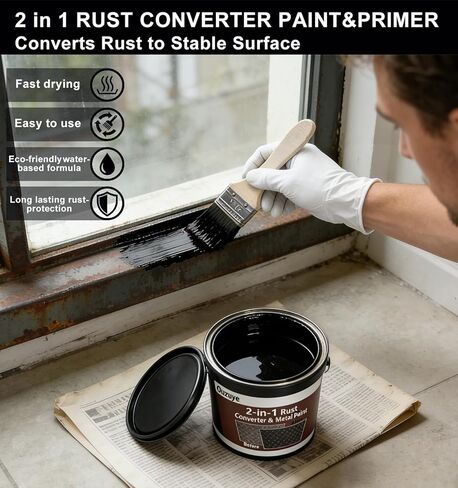 2 in 1 Rust Converter & Metal Primer, 35 oz Black Rust Reformer Paint for Metal, Ultra Rust Encapsulator & Inhibitor, Heat Resistance Rust Neutralizer & Conversion for Trailer, Truck Frame, Car Chassis in Saudi Arabia