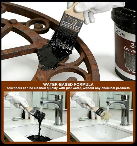2 in 1 Rust Converter & Metal Primer, 35 oz Black Rust Reformer Paint for Metal, Ultra Rust Encapsulator & Inhibitor, Heat Resistance Rust Neutralizer & Conversion for Trailer, Truck Frame, Car Chassis in Saudi Arabia