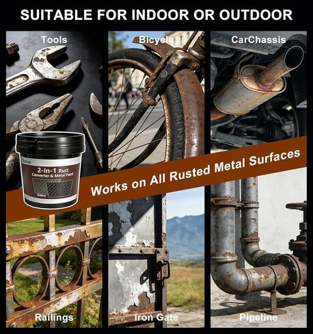 2 in 1 Rust Converter & Metal Primer, 35 oz Black Rust Reformer Paint for Metal, Ultra Rust Encapsulator & Inhibitor, Heat Resistance Rust Neutralizer & Conversion for Trailer, Truck Frame, Car Chassis in Saudi Arabia