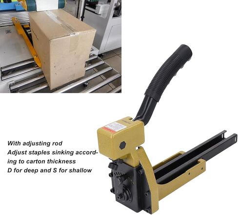 Manual Carton Closing Stapler, Portable Corrugated Carton Staple Gun, 34.7mm (1-3/8") Crown, 18mm (3/4") Length Staples, 50 Pcs Capacity for Closing Cartons Folding Boxes in Saudi Arabia