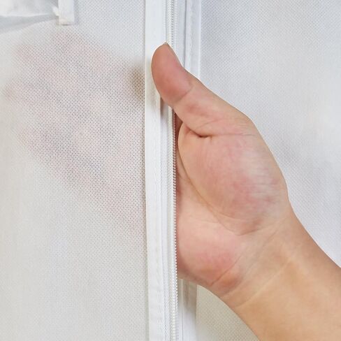 حزمة من 3 × حقيبة ملابس فستان زفاف بيضاء غير منسوجة كبيرة الحجم، حقائب فستان كاملة الطول مع وصلة مجمعة 15 بوصة in Kuwait