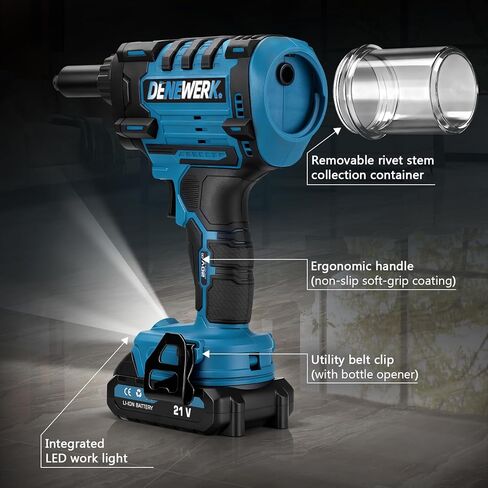 مسدس برشام لاسلكي متوافق مع بطارية ماكيتا 18 فولت بحد أقصى، أداة برشام كهربائية بدون فرش لـ 3/32 بوصة، 1/8 بوصة، 5/32 بوصة، 3/16 بوصة للمسامير المعدنية والبلاستيك والجلود، أقصى قوة سحب 2248 رطل (الأداة فقط) in Kuwait