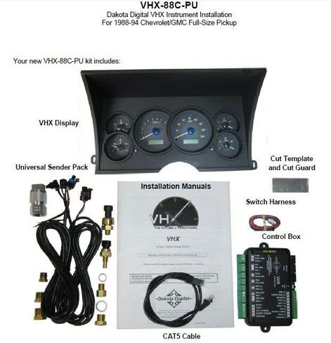 Dakota Digital 88 - 94 Chevy / GMC Pickup Truck Analog Dash Gauges Black Alloy Red VHX-88C-PU-K-R in Saudi Arabia