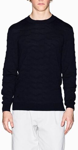 Armani Exchange Men's Cozy Tonal Pattern Crewneck in Saudi Arabia