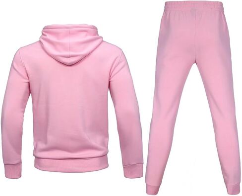 Zusmen Tracksuit Mens, Casual Long Sleeve Full-Zip Running Sweatsuit Sets, Track Jackets and Pants 2 Piece Outfit, Warm Jogging Sweat Suits for Men Pink XL in Kuwait