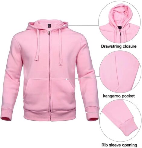 Zusmen Tracksuit Mens, Casual Long Sleeve Full-Zip Running Sweatsuit Sets, Track Jackets and Pants 2 Piece Outfit, Warm Jogging Sweat Suits for Men Pink XL in Kuwait