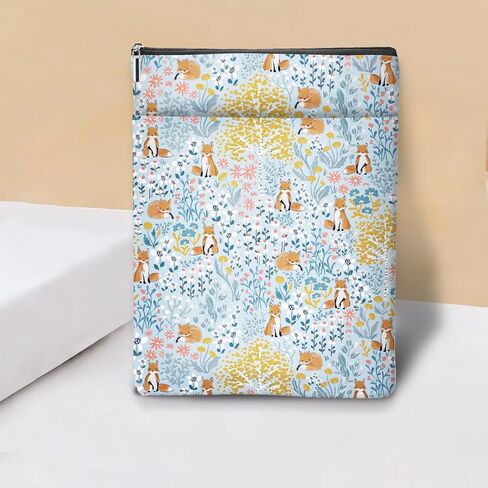 Forest Fox Deer Botanical Book Sleeve, Book Lovers Gift Sleeve with Zipper & Front Pocket, 11.5x8.8 Inch Canvas Books Cover Protector Bookish Gifts for Readers Women Friend Christmas Birthday Gift in Saudi Arabia