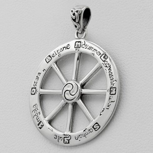 Dryad Design Small Wheel of the Year Pendant - Sterling Silver Pagan Wiccan Jewelry for Women in Saudi Arabia