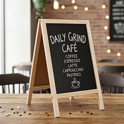 2 Pcs Small Chalkboard Easel, 15.7 x 9.8 Inch Chalkboard Signs Double Sided Chalkboards with 2 Erasers Tabletop Menu Wooden Board for Tabletop Bar Wedding Restaurant Home Decor in Saudi Arabia