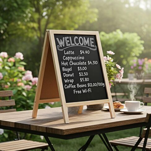 2 Pcs Small Chalkboard Easel, 15.7 x 9.8 Inch Chalkboard Signs Double Sided Chalkboards with 2 Erasers Tabletop Menu Wooden Board for Tabletop Bar Wedding Restaurant Home Decor in Saudi Arabia