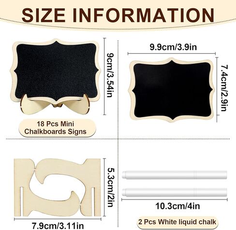 18 حزمة من لافتات السبورة الصغيرة مع حامل حامل علامات السبورة الخشبية الصغيرة مع 2 علامات طباشير سبورة طباشير مستطيلة صغيرة سبورة سوداء لملصقات الطعام وعلامات الزفاف وبطاقات مكان وديكورات الأحداث in Kuwait