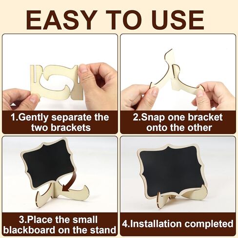 18 حزمة من لافتات السبورة الصغيرة مع حامل حامل علامات السبورة الخشبية الصغيرة مع 2 علامات طباشير سبورة طباشير مستطيلة صغيرة سبورة سوداء لملصقات الطعام وعلامات الزفاف وبطاقات مكان وديكورات الأحداث in Kuwait