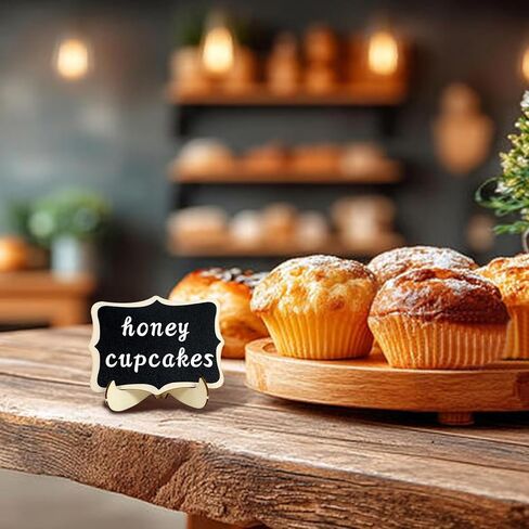 18 حزمة من لافتات السبورة الصغيرة مع حامل حامل علامات السبورة الخشبية الصغيرة مع 2 علامات طباشير سبورة طباشير مستطيلة صغيرة سبورة سوداء لملصقات الطعام وعلامات الزفاف وبطاقات مكان وديكورات الأحداث in Kuwait