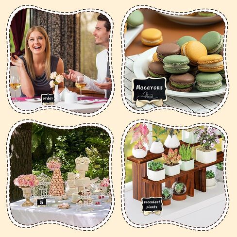 18 حزمة من لافتات السبورة الصغيرة مع حامل حامل علامات السبورة الخشبية الصغيرة مع 2 علامات طباشير سبورة طباشير مستطيلة صغيرة سبورة سوداء لملصقات الطعام وعلامات الزفاف وبطاقات مكان وديكورات الأحداث in Kuwait