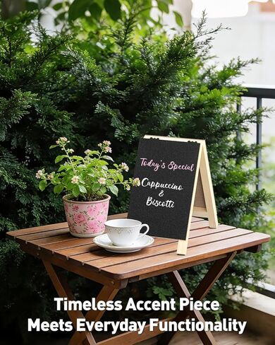 Uniclife A Frame Small Chalkboard Sign, 4.8 x 8.3 Inch, Double-Sided Tabletop Chalkboard Easel with Chalk Markers, Erasable Wooden Chalk Board Sign Message Board, Menu Board for Wedding Restaurant in Saudi Arabia
