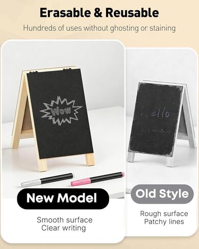 Uniclife A Frame Small Chalkboard Sign, 4.8 x 8.3 Inch, Double-Sided Tabletop Chalkboard Easel with Chalk Markers, Erasable Wooden Chalk Board Sign Message Board, Menu Board for Wedding Restaurant in Saudi Arabia