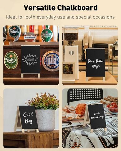 Uniclife A Frame Small Chalkboard Sign, 4.8 x 8.3 Inch, Double-Sided Tabletop Chalkboard Easel with Chalk Markers, Erasable Wooden Chalk Board Sign Message Board, Menu Board for Wedding Restaurant in Saudi Arabia