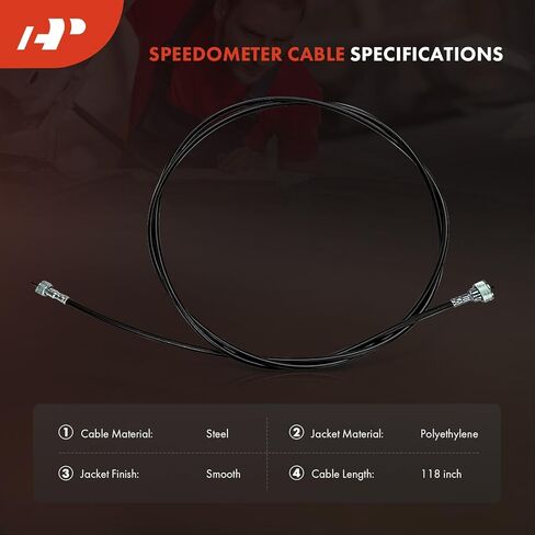 كابل عداد السرعة A-Premium 120 بوصة متوافق مع شيفروليه بليزر، كورفيت، C10 Panel Pickup Suburban، C20 Pickup Suburban، C30 Panel Pickup، G10 G20 G30 Van، K10 Pickup & GMC & Ford & Dodge in Kuwait