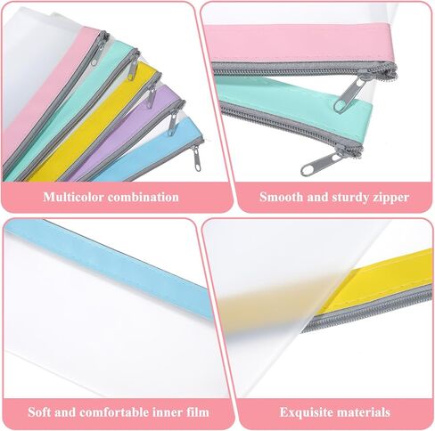 6 Pcs Money Bags with Zipper, Cash Envelopes Check Wallet Case Multi-Purpose Money Pouch Travel Clear Bank Deposit Coin Bag for School Office Supplies in Saudi Arabia