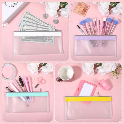 6 Pcs Money Bags with Zipper, Cash Envelopes Check Wallet Case Multi-Purpose Money Pouch Travel Clear Bank Deposit Coin Bag for School Office Supplies in Saudi Arabia