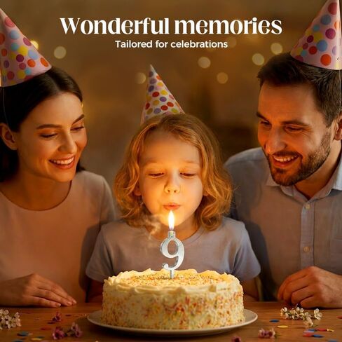 10pcs Reusable Number Birthday Candle Holder Set,0-9 Metal Number Candle Holder Set,Silver Cake Topper Decorations,Suitable for Birthday Parties,Celebrations and Weddings in Saudi Arabia