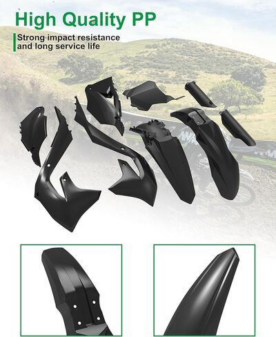 Black Full Plastic Kit for Kawasaki KX250 KX250X KX450X 2012-2022, Fairing Fender Protection Parts Kit for Kawasaki KX450 2019-2022 Accessories in Saudi Arabia