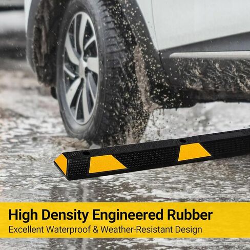 1-Pack Parking Stopper for Garage, 72 Inch 55000 LBS Capacity Heavy Duty Rubber Parking Curb with Reflective Stripes, Wheel Stoppers for Vehicles Truck Driveway in Saudi Arabia