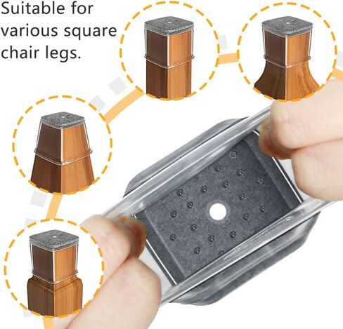 Square Chair Leg Protectors for Hard Floors - Thickened Silicone Non-Slip Pads, 12-Pack Large Size (Fits 1.5"-2" Diameter), Noise Reduction & Floor Protection for Office Chairs and Furniture, Grey in Saudi Arabia