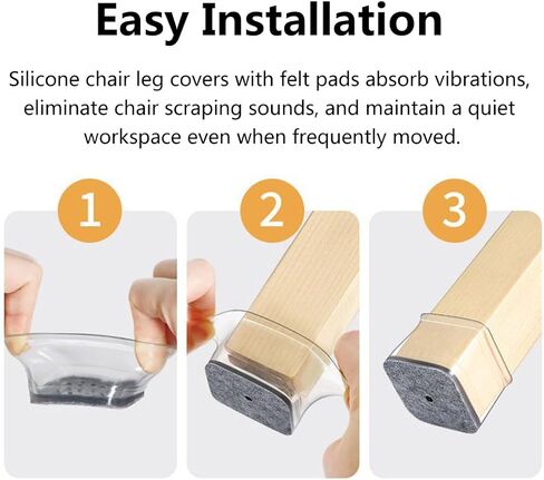 Square Chair Leg Protectors for Hard Floors - Thickened Silicone Non-Slip Pads, 12-Pack Large Size (Fits 1.5"-2" Diameter), Noise Reduction & Floor Protection for Office Chairs and Furniture, Grey in Saudi Arabia