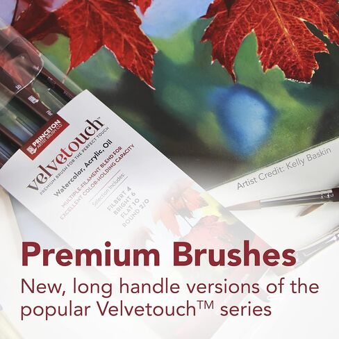 Princeton Velvetouch Artiste, Mixed-Media Brush for Acrylic, Watercolor & Oil, Series 3900 Long Handle Flat 12 (PB3900F12) in Saudi Arabia