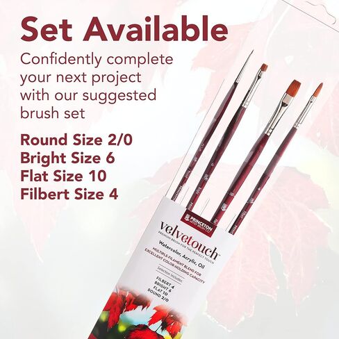 Princeton Velvetouch Artiste, Mixed-Media Brush for Acrylic, Watercolor & Oil, Series 3900 Long Handle Flat 12 (PB3900F12) in Saudi Arabia