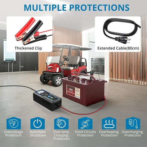 شاحن بطارية عربة الجولف 8 فولت من AUTOUTLET 0–15A ذكي تلقائي، شاحن هزيل وحافظ على البطارية مع شاشة LCD، شحن PWM 4 مراحل لبطاريات حمض الرصاص AGM جل in Kuwait