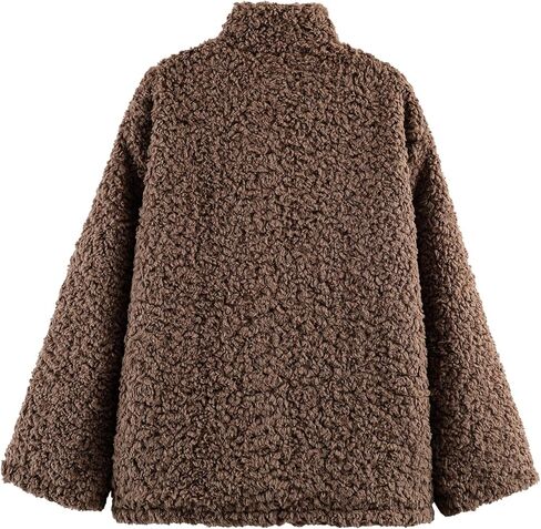 HOULENGS Womens Winter Faux Fur Long Sleeve Coats Lapel Button Down Sherpa Fleece Jackets Casual Fuzzy Outerwear with Pockets in Saudi Arabia