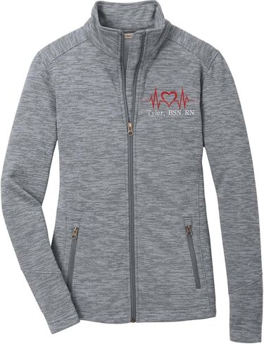 Custom Embroidered Women's Digi Stripe Fleece Full Zip Jacket for Nurses, Medical Workers in Saudi Arabia