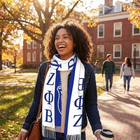 ΖΦΒ Sorority Gifts for Women,1920 Scarf Sorority Gifts,Winter Long Large Shawl Warm With Tassel Edge,Classic Soft Fringed Scarf Long Wrap Sorority Paraphernalia(77 X 28 Inch) in Kuwait