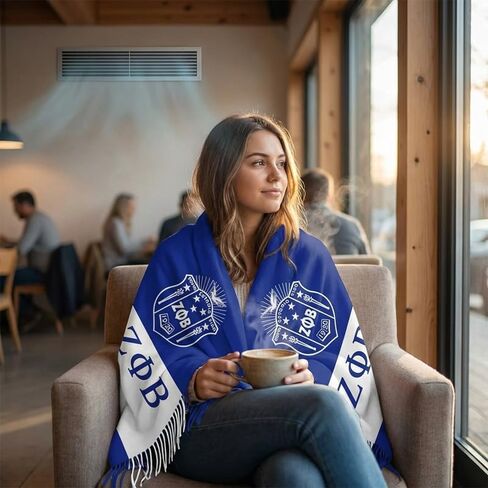 ΖΦΒ Sorority Gifts for Women,1920 Scarf Sorority Gifts,Winter Long Large Shawl Warm With Tassel Edge,Classic Soft Fringed Scarf Long Wrap Sorority Paraphernalia(77 X 28 Inch) in Kuwait