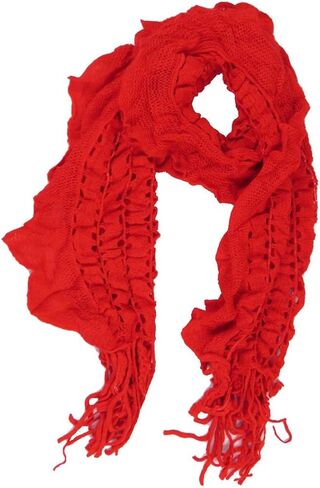 Womens Knit Ruffle Scarf with Fringe in Saudi Arabia