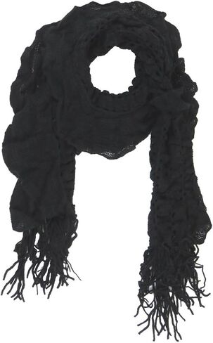 Womens Knit Ruffle Scarf with Fringe in Saudi Arabia