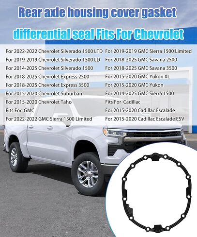22943110 Rear Axle Housing Cover Gasket Fits for Chevrolet Silverado and GMC Sierra 1500 2014-2025 Yukon XL 2015-2020,Differential Seal Replace 85720902 in Saudi Arabia