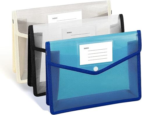 6Pcs Plastic Expanding File Folder, A4 Letter Size Folders for Documents with Snap Closure, Colorful File Folder Organizer, Transparent Accordion File Organizer, Binder Pockets for Office/School/Home in Saudi Arabia