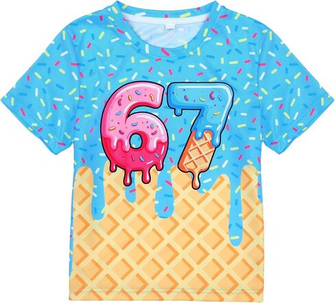 67 Dripping Ice Cream T-Shirts Creative Round Neck Short Sleeves for Boys Girls Daily Outfits Summer Party in Saudi Arabia