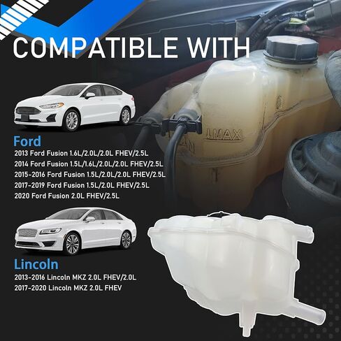 603-316 Engine Radiator Overflow Coolant Reservoir Tank with Cap Compatible with 2013-2020 Ford Fusion Lincoln MKZ Replaces DG9Z-8A080-A HG9Z-8A080-B DG9Z-8100-A DG9Z8A080A HG9Z8A080B in Saudi Arabia