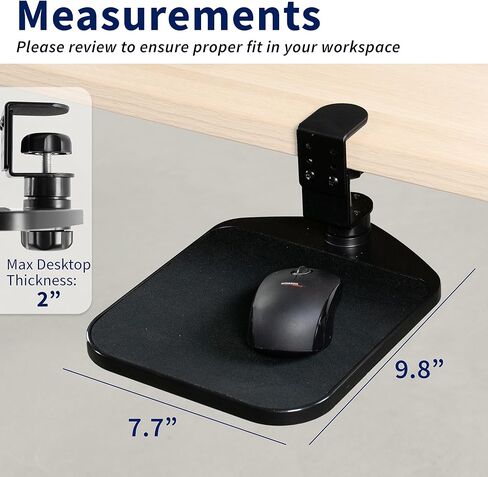 VIVO Desk Clamp Adjustable Computer Mouse Pad and Device Holder Extended Rotating Platform Tray, Fits up to 2 inch Desktops, White Platform, Black Padding, MOUNT-MS01AW in Kuwait