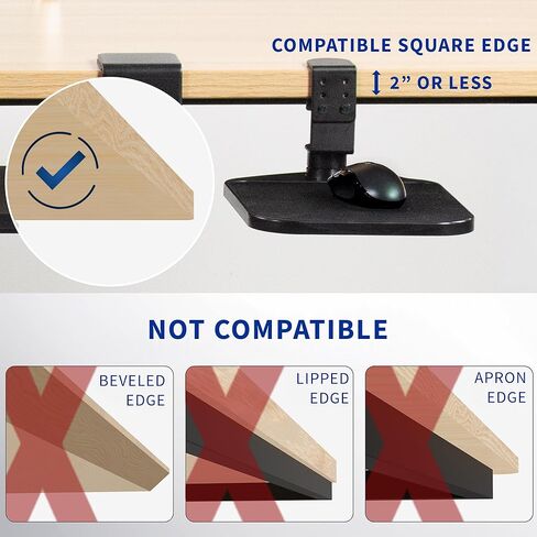 VIVO Desk Clamp Adjustable Computer Mouse Pad and Device Holder Extended Rotating Platform Tray, Fits up to 2 inch Desktops, White Platform, Black Padding, MOUNT-MS01AW in Kuwait